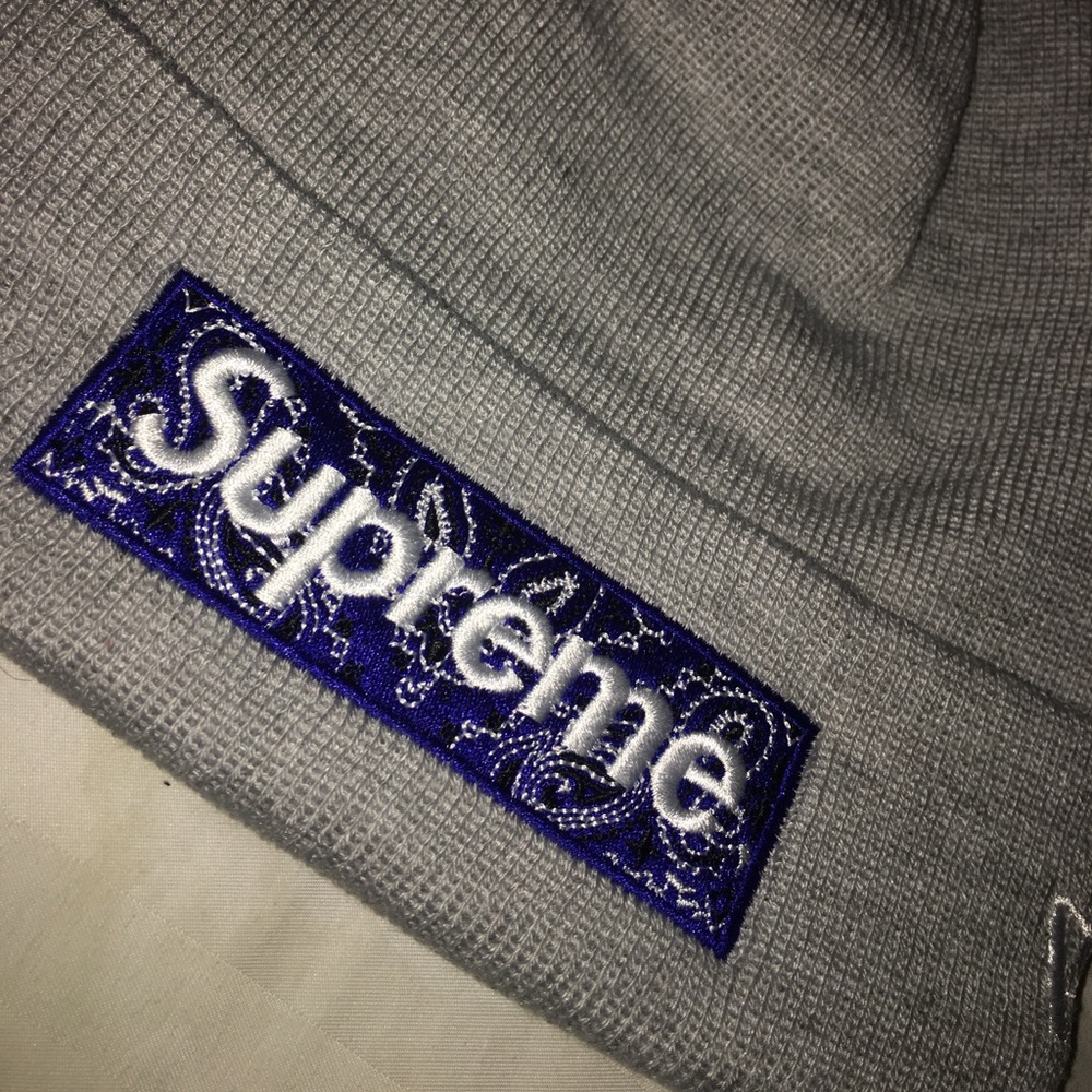 Supreme Bandana Box Logo Beanie (2019) Grey
